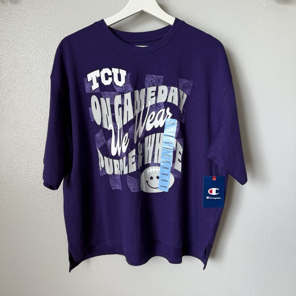 Champions TCU Women's Large Gameday Football Gear Tee T-Shirt Short Sleeve‎